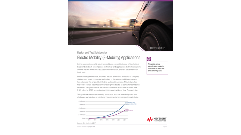 Design and Test Solutions for Electro Mobility (E-Mobility) Applications